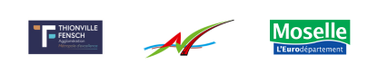 Logos de la communauté Thionville Fensch, de la ville de Nilvange et du département de la Moselle